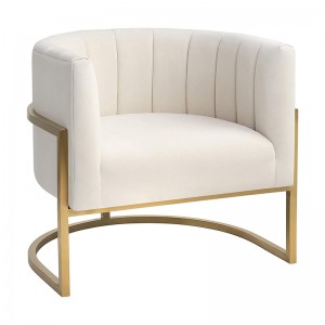 Living Room Chairs Modern Textured Velvet Upholstered Accent Chair with Brushed Gold Leg