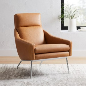 Austin leather armchair with footrest
