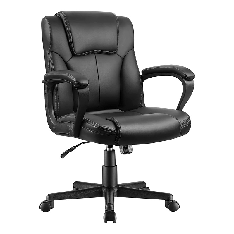 Executive Office Chair Mid Back Swivel Computer Task Ergonomic Leather-Padded Desk Seats Featured Duab