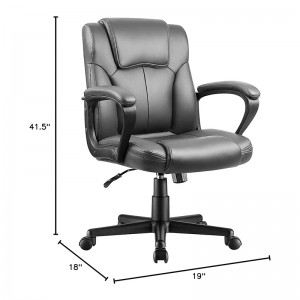 Executive Office Chair Mid Back Swivel Computer Task Ergonomic Leather-Padded Desk Seats