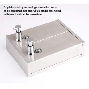 Soap Dispenser Wall-Mounted Manual Soap Dispenser Stainless Steel Double-Head Shampoo Bottle Shower Gel Box SD-03