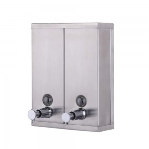 Soap Dispenser Wall-Mounted Manual Soap Dispenser Stainless Steel Double-Head Shampoo Bottle Shower Gel Box SD-03