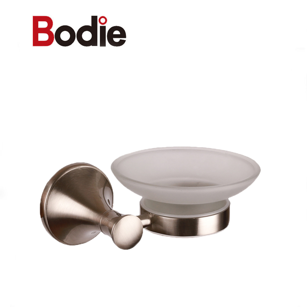 Top Suppliers Bathroom Soap Basket – Bathroom Decoration Zinc Wall Mounted Glass Dish Holder 17904-BN – Bodi