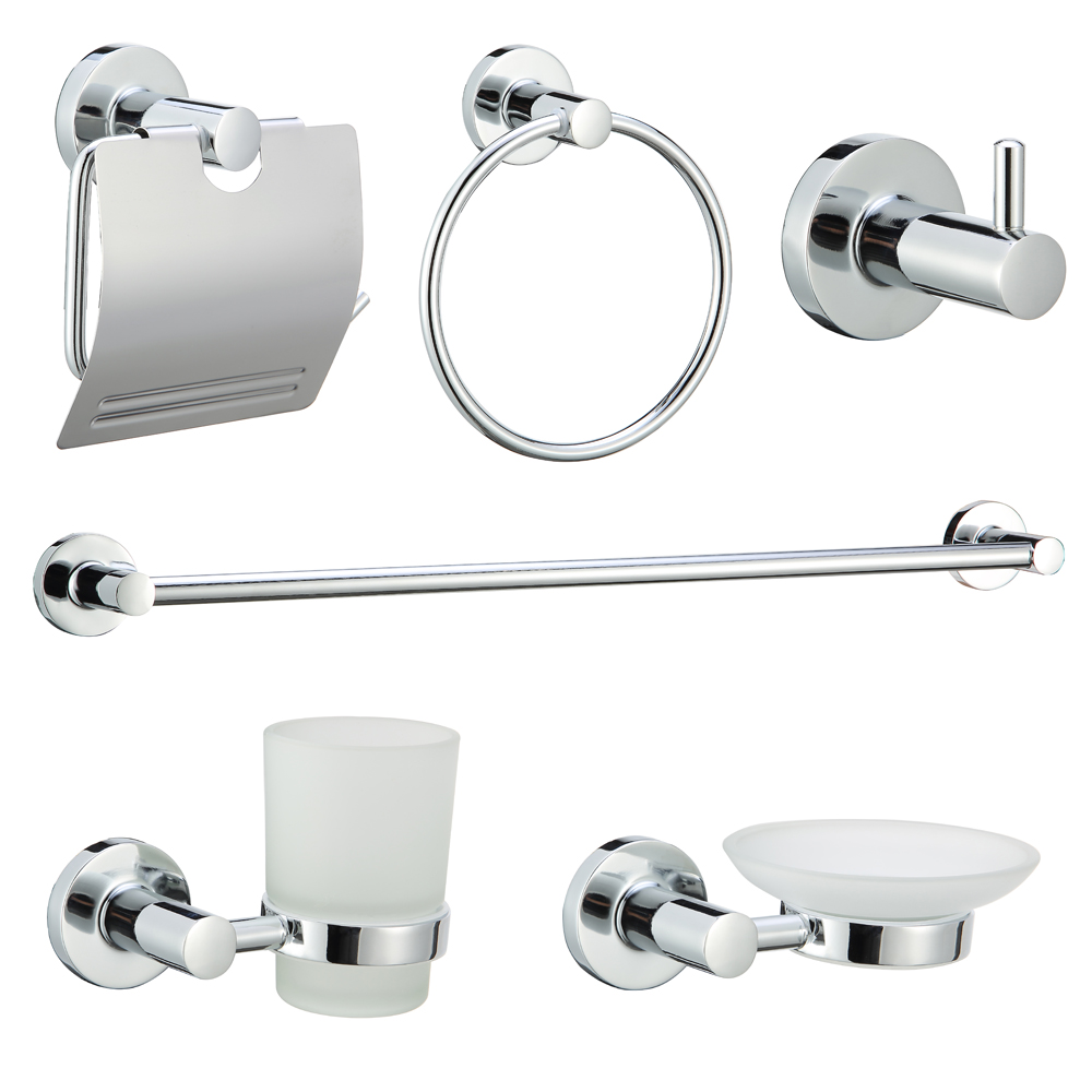 Excellent quality Bathroom Accessories Chrome Set - Economic round bath set bathroom accessories set zinc chrome bathroom hardware 14100 – Bodi