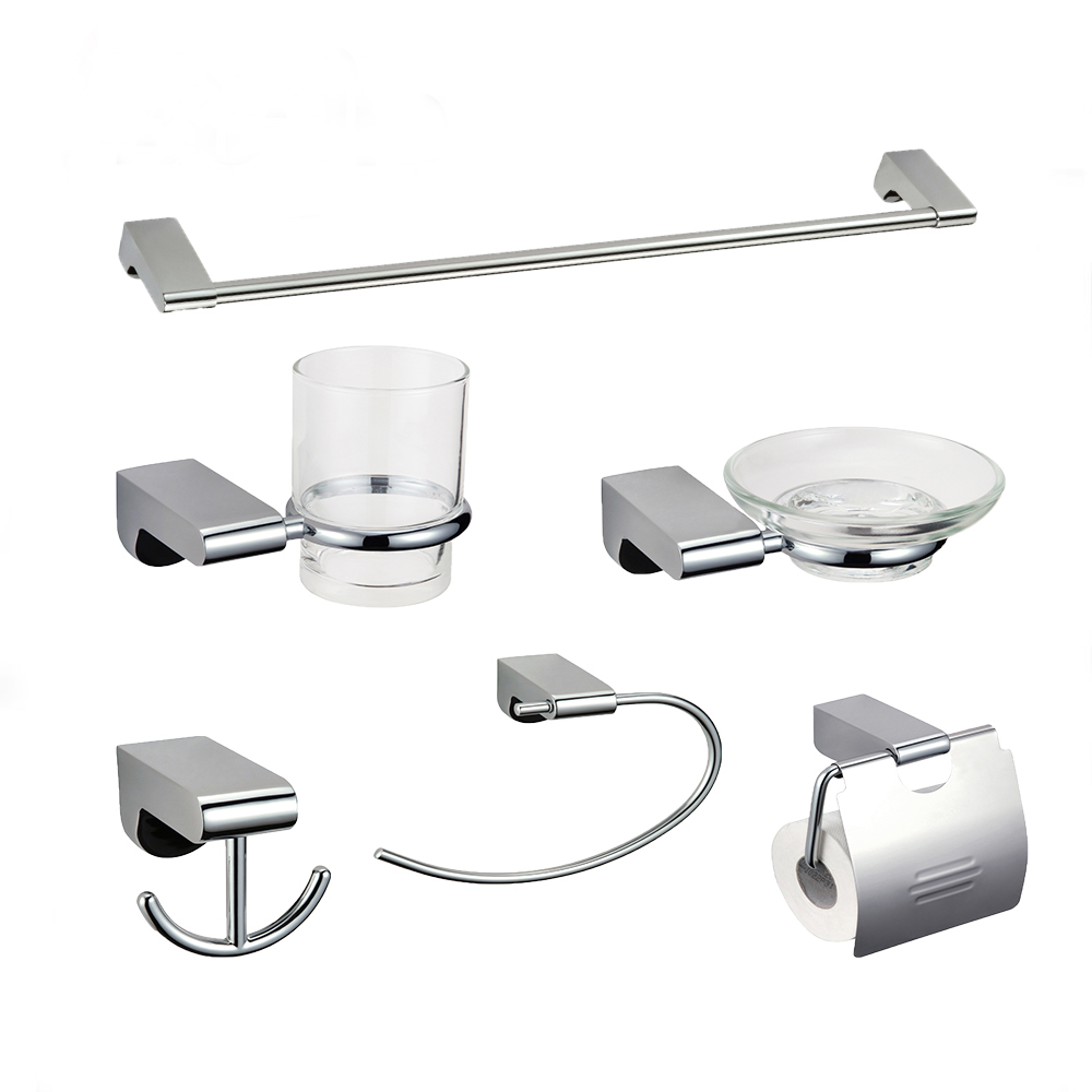 Lowest Price for Bathroom Single Robe Hook - Luxurious Accessories Chrome Zinc Wall Mounted Bath Fitting Set 6400 – Bodi