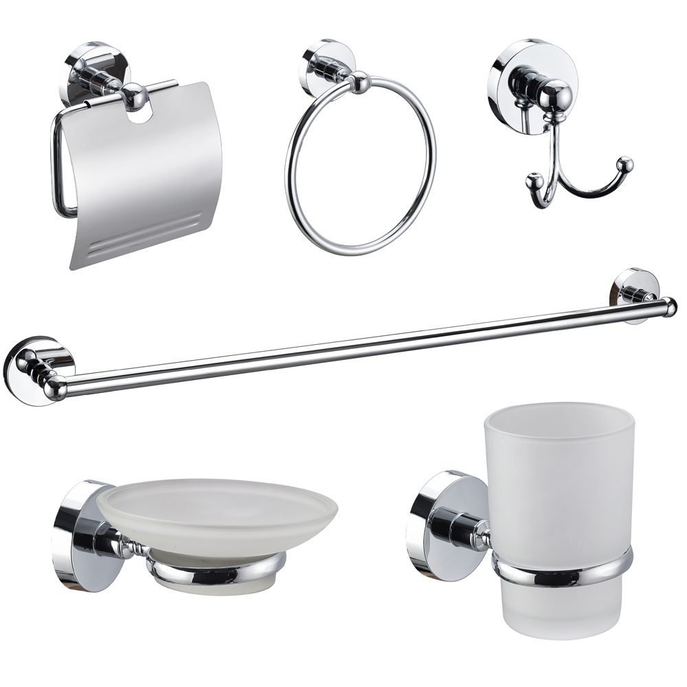 Factory Free sample Zinc Chrome Bathroom Accessories - Economic ABS bathroom accessories set chrome plastic round bathroom hardware 14200 – Bodi