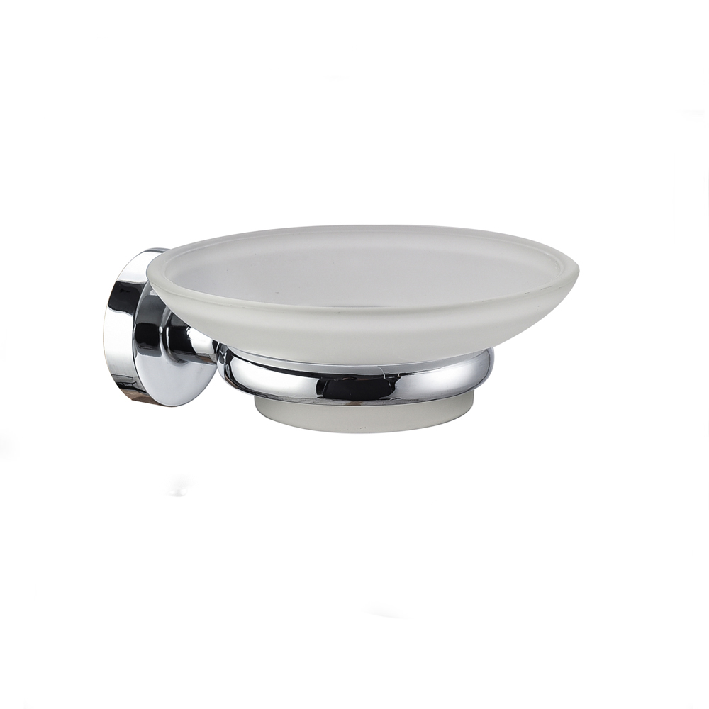 New Hotel&Home Design Glass Soap Dish  Holder Zinc Alloy Chrome Soap Basket12104 Featured Image