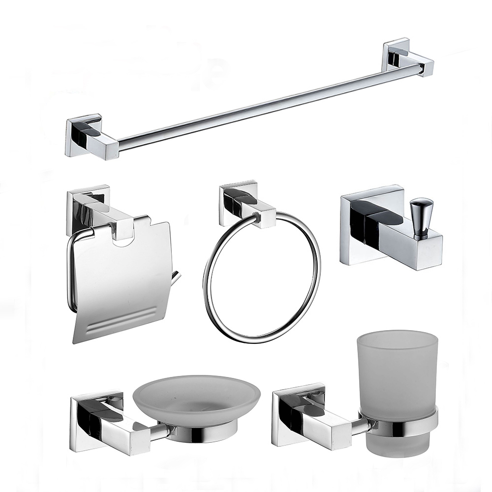 Europe style for Robe Hooks Bathroom - Zinc Bathroom Accessories Home Decoration Six Pieces Set 6700 – Bodi