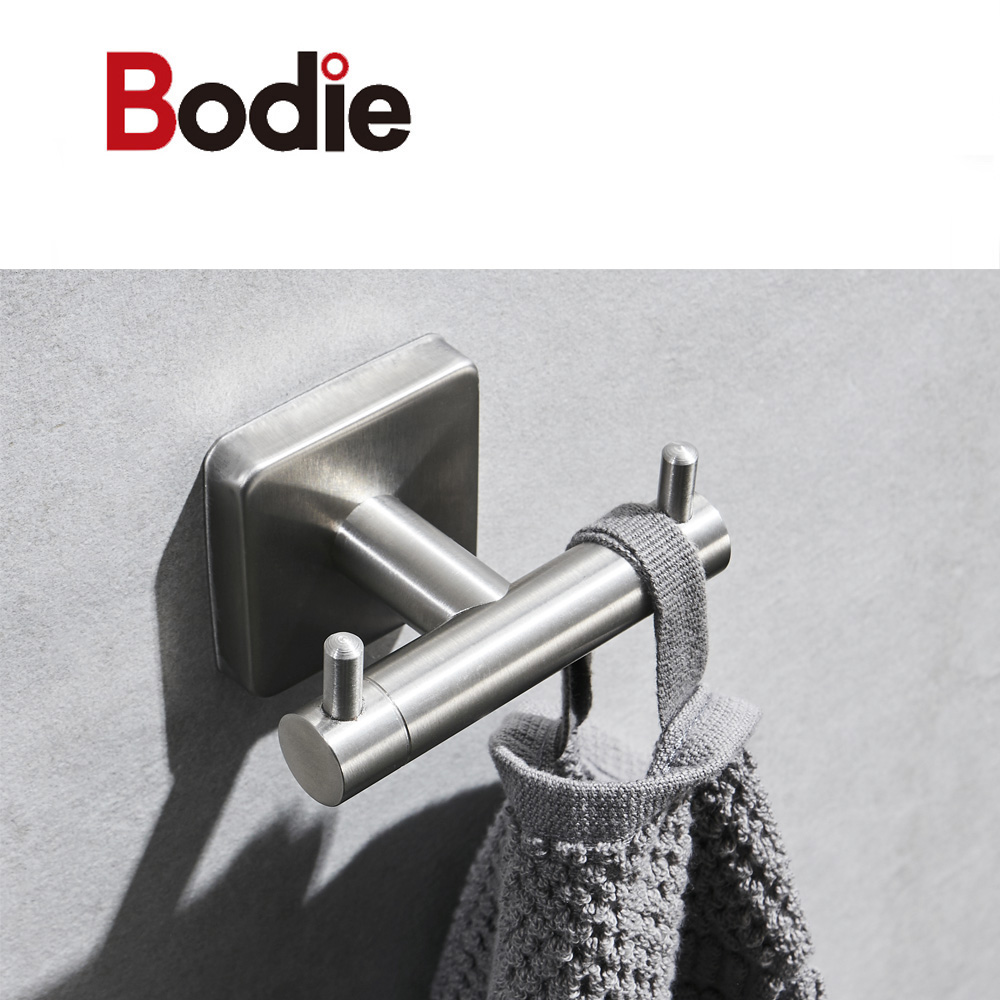 China Factory for Robe Hooks Chrome - Modern bathroom vanity family use chrome finishing Stainless Steel 304 double robe coat hook 16108 – Bodi
