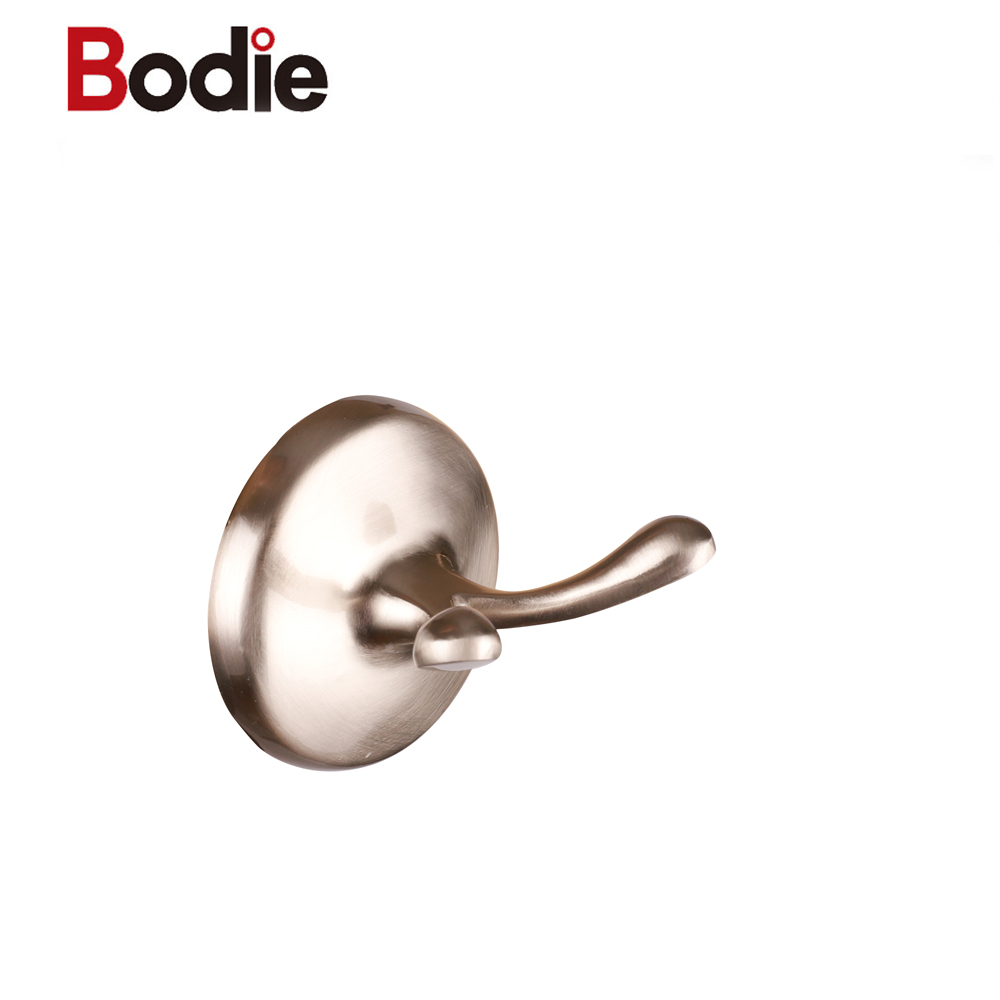 Best Price on Chrome Finish Robe Hook - Bathroom accessories zinc cloth hook doule brushed robe hook for bathroom18108A – Bodi