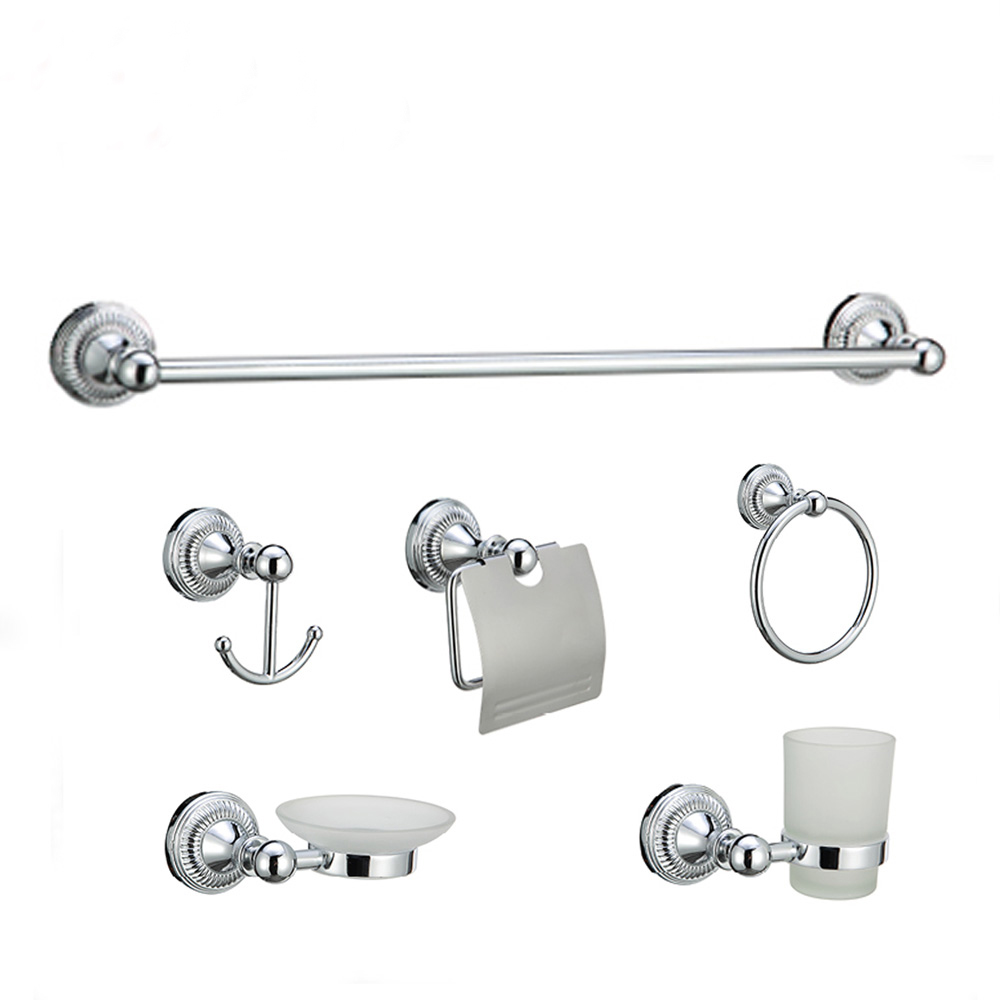 Manufactur standard Zinc Alloy Bathroom Accessories Sets - Luxury home fittings zinc chrome round wall mounted 6 piece bathroom 11300 – Bodi