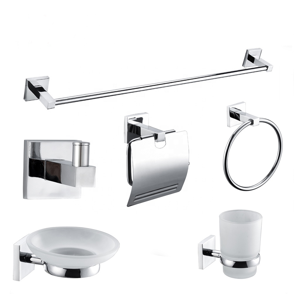 Original Factory Bathroom Accessories Paper Holder - Hot-Selling Brass 6 Pieces Modern Design Bathroom Chrome Accessories Set 5300 – Bodi