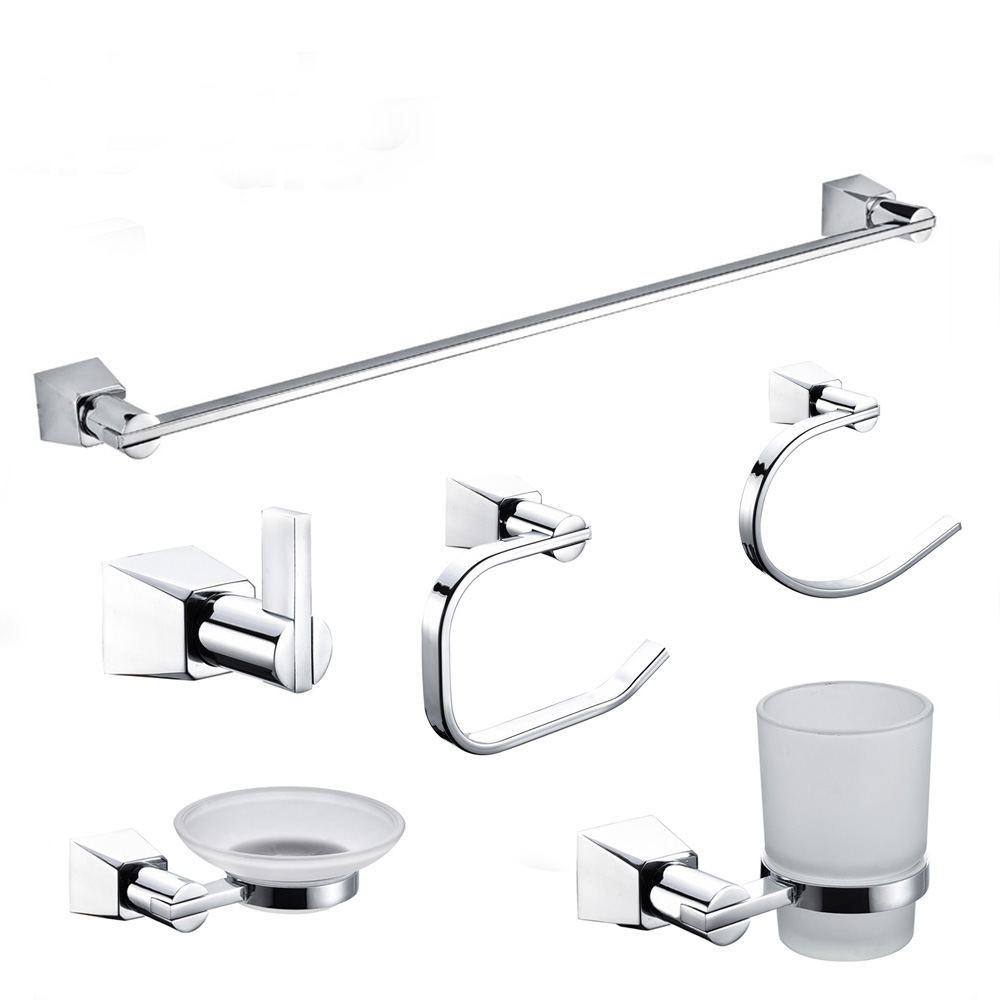 Bottom price Bathroom Accessories Set Wall - Wall Mounted Chrome Plated Bathroom washroom Accessories 6 Pieces Set For Hotel 3600 – Bodi