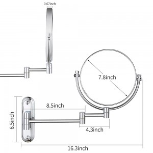 Wall Mount Mirrors 8 Inch Double-Side 10x Magnifying for Makeup and Shaving Mirror Regular View and 10X Magnification Chrome MM10