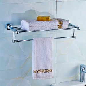 Bathroom Towel Shelf with Holder Angle Simple brass Bath Towel Rack with Double Towel Bar Wall Mount