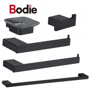 Best Price for Bathroom Fittings Robe Hook - Chinese Unique Simple Design Hardware Set Flat Black Bronze Bathroom Accessories 14700 – Bodi