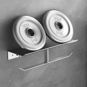 Double Toilet Paper Holder with Phone Shelf Roll Paper Dispenser with Shelf Polished Space Aluminum Toilet Tissue Roll Holder