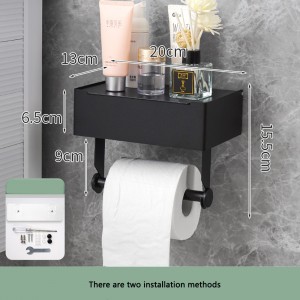 SUS 304 bathroom toilet metal paper roll holder washroom black wall mounted tissue box