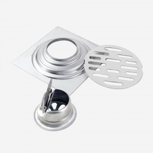 Factory Price Popular Square Polished Silver 4-inches Floor Trap 304 Stainless Steel Shower Strainer Bathroom Floor trap Drain