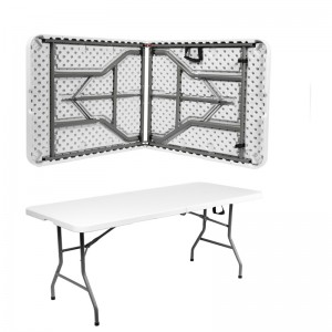 6FT white outdoor rectangular plastic folding table
