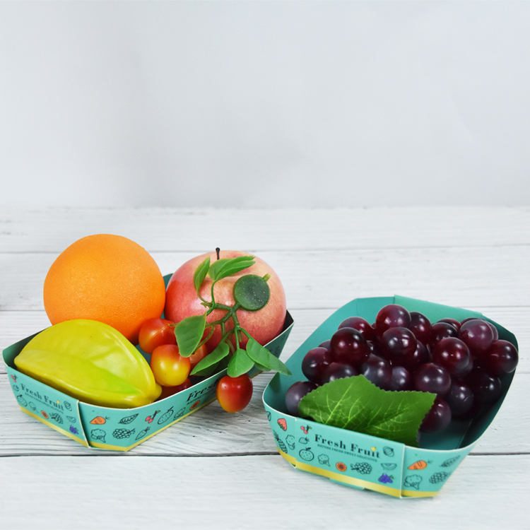 Custom Wholesale Packaging Box Kraft Paper Factory –  Custom Colored Biodegradable Food Paper Trays Takeaway Paper Fruit Box  – Tingsheng