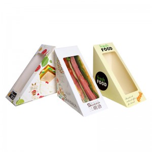 Reliable Supplier Custom Food Grade Paper Cheese Toast Bread Packaging Takeaway Food Sandwich Box with Transparent Window