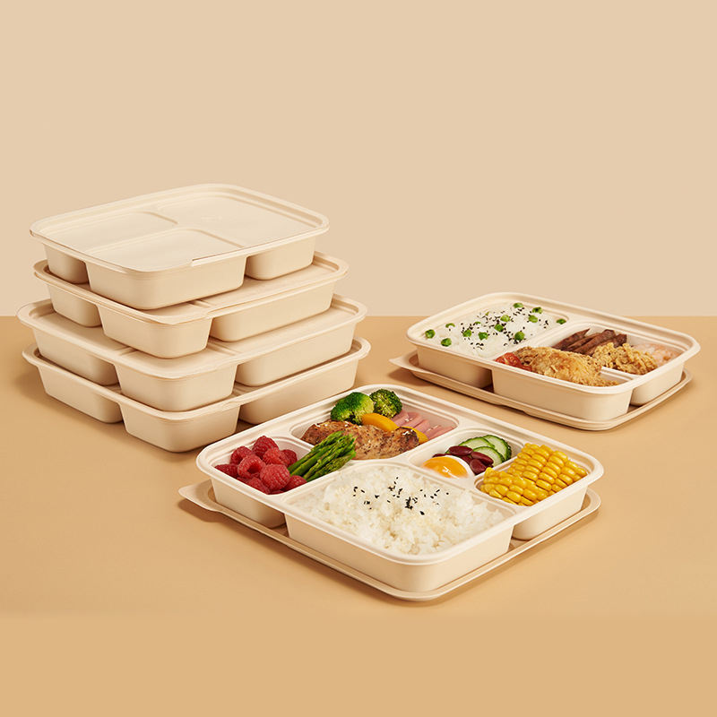 Custom Wholesale Burger Box Cardboard Factory –  Disposable Cornstarch 5 Compartment 1100 1000 Ml Bento Lunch Box   – Tingsheng