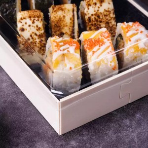 Good quality China Customized Clear Long Rectangle Dessert Sushi Cake Roll Packaging Box