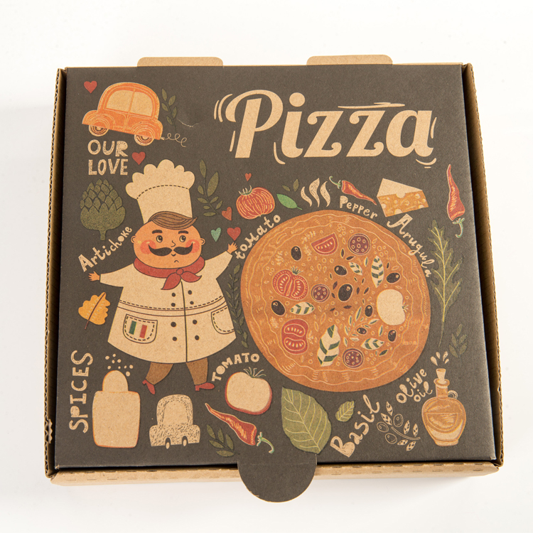 China OEM Disposable Packaging Boxes Supplier –  Wholesale custom black corrugated kraft paper pizza boxes with logo  – Tingsheng