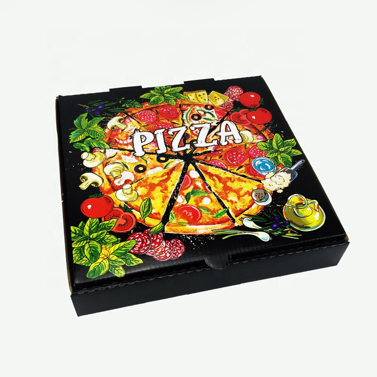 Custom Wholesale Kraft Paper Pizza Box Manufacturer –  Custom logo biodegradable recyclable folding packing pizza paper box  – Tingsheng