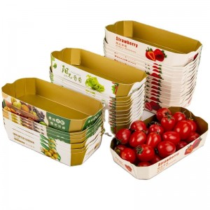 Custom Wholesale Food Cardboard Box Supplier –  Disposable Fold Free Fruit Boat Box Packaging Box Paper Tray  – Tingsheng
