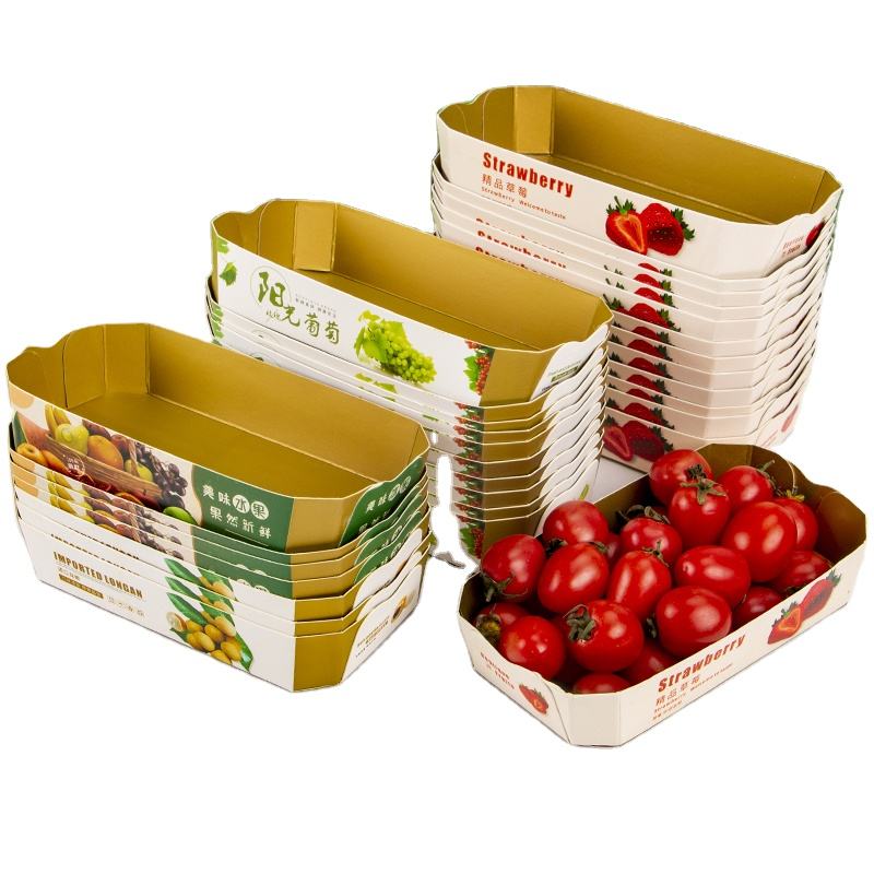 China OEM Kraft Paper Pizza Box Manufacturer –  Disposable Fold Free Fruit Boat Box Packaging Box Paper Tray  – Tingsheng