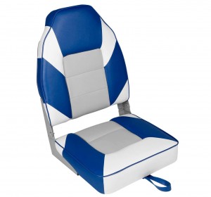 XGEAR Deluxe Low Back Boat Seat, Fold-Down Fishing Boat Seat (White/Green,  2