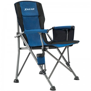 XGEAR Padded High Back Foldable Camping Chair with Cup Holder Hard Armrest