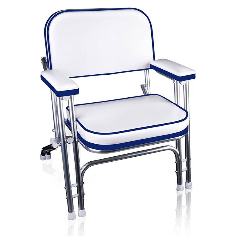 Portable Folding Deck Chair with Aluminum Frame and Armrests-1