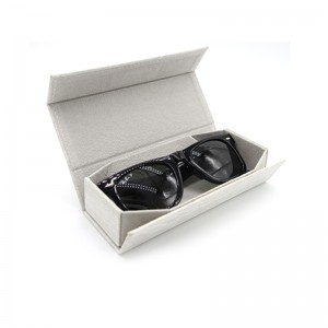 W08 Customized pu wood grain leather material environmental protection material folding rectangular handmade eyewear case