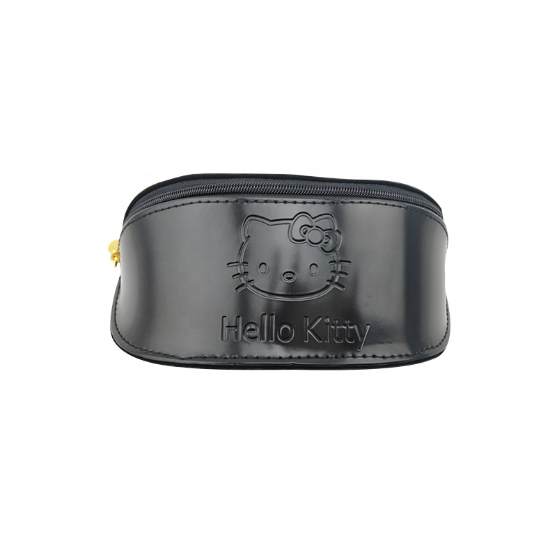 XHP-015 custom black zipper PVC leather handmade hard glasses case (1)