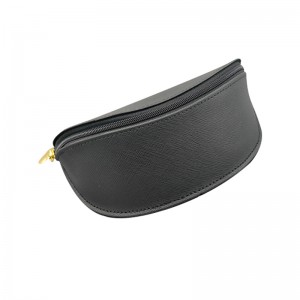 XHP-015 custom black zipper PVC leather handmade hard glasses case