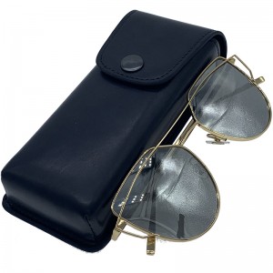 XHP-044 XHP-051 hard Leather soft Sun Glass Pouch button glasses bag Eyeglass Sleeve Case