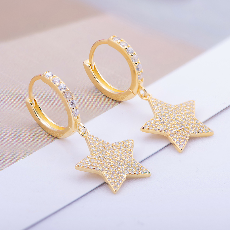 2022 Latest Designs 18K Yellow Gold Star Earrings