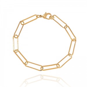 18K Paperclip 925 Silver Chain Bracelet 7.5″ For Women