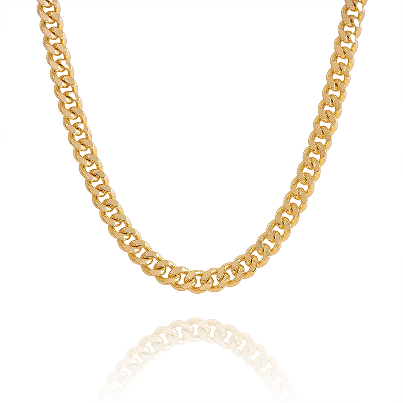 Wholesale Price Chains Men Necklace - 18k Yellow Gold Hollow Cuban Link Chain Gold  – XH&SILVER