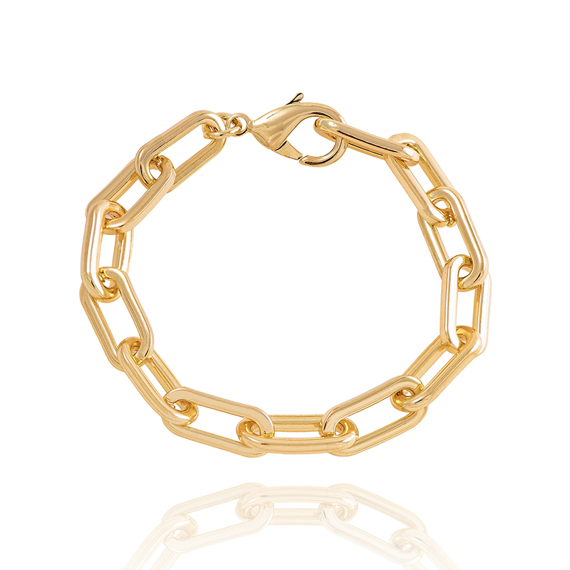 Discount Price Men Adjustable Bracelets 2020 - Hip Hop Classic Yellow Gold Bracelet 7.5″ – XH&SILVER