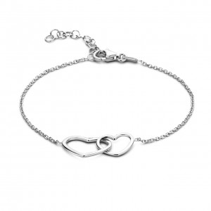 Aimée 925 sterling silver bracelet with 2 hearts