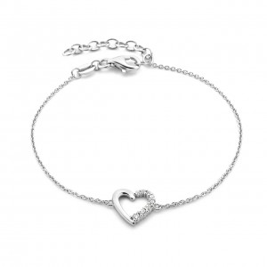 Aimée 925 sterling silver bracelet with heart and zirconia
