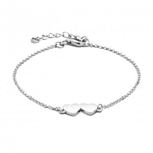 Aimée 925 sterling silver bracelet with 2 hearts