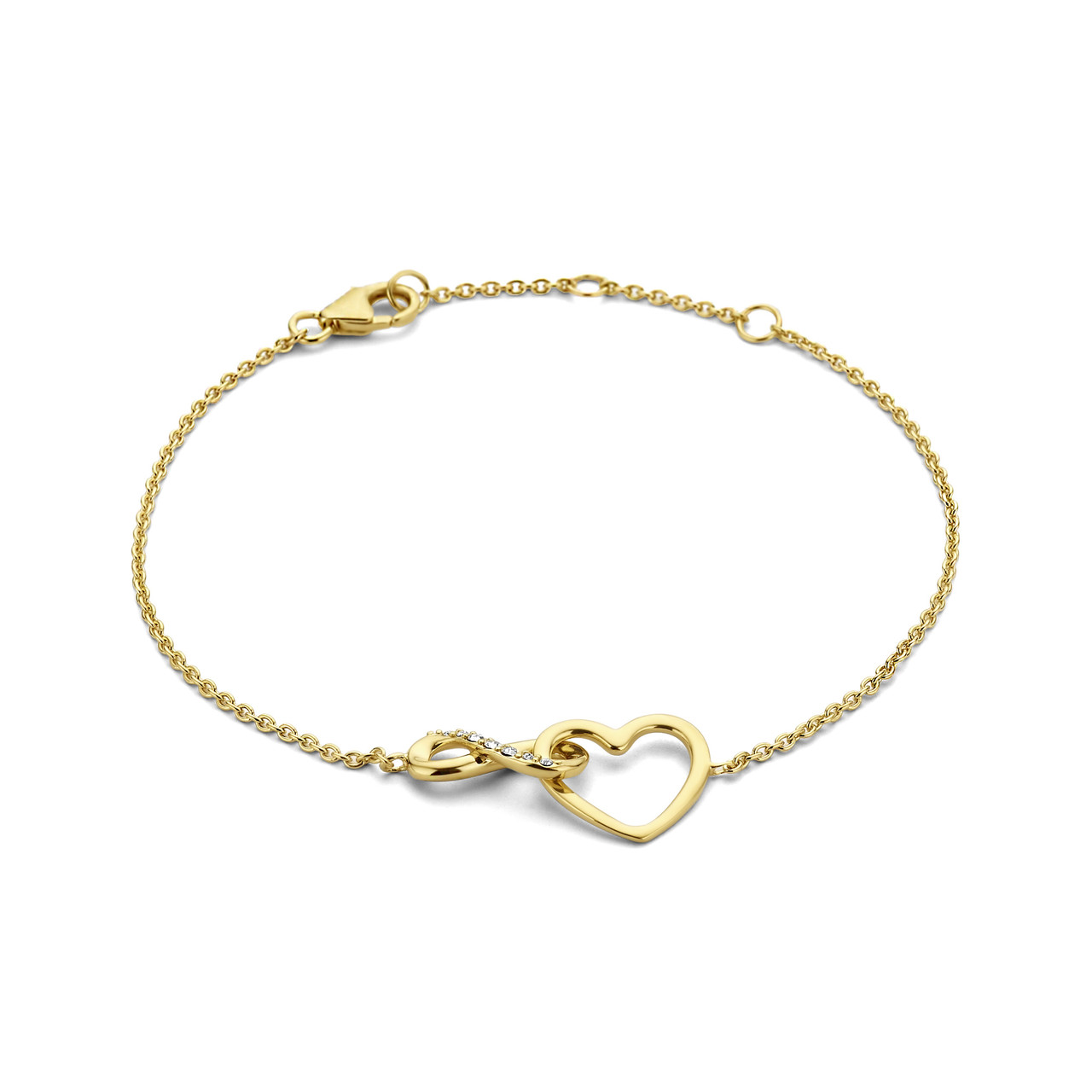 Cheapest Price 16cm Tennis Bracelet - Aimée 925 sterling silver gold coloured bracelet with infinity sign and heart – XH&SILVER