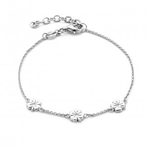 Julie Olivia 925 sterling silver bracelet with four-leaf clovers