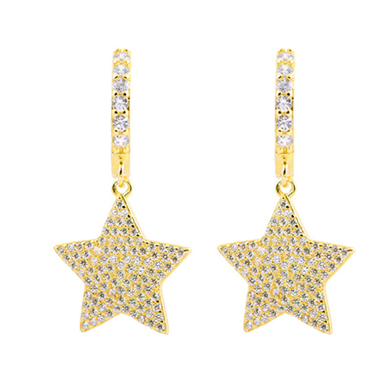 2022 Latest Designs 18K Yellow Gold Star Earrings