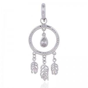 Sterling Silver Polished Dream Catcher Drop Pendant Necklace Charm